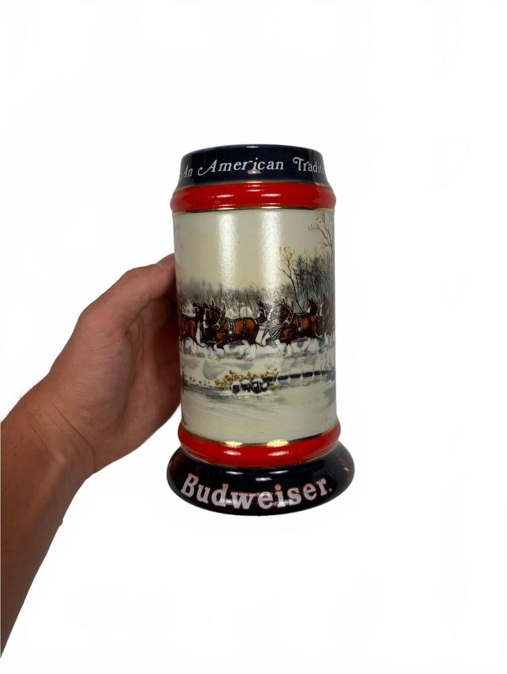 Vintage Budweiser 1990 An American Tradition Holiday Beer Stein CS112 Clydesdale